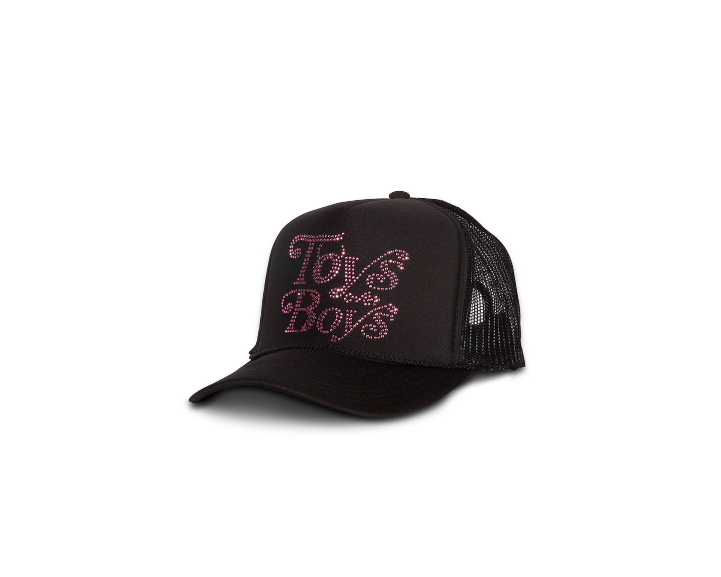 Rhinestone Black Trucker - Pink