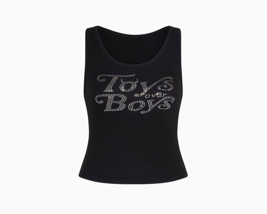 Rhinestone Crop Top - White