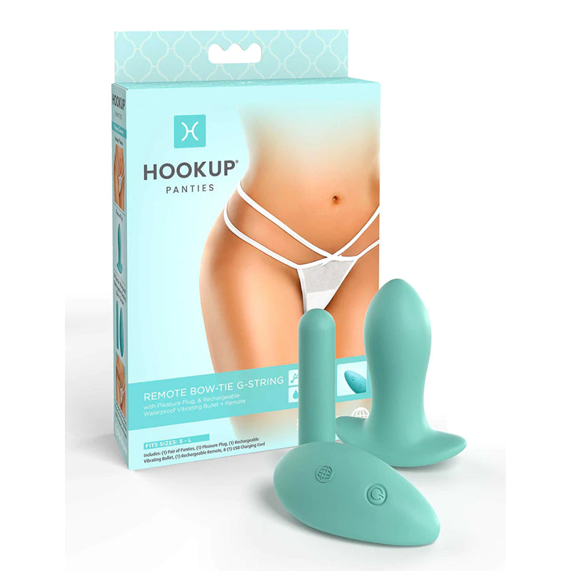 Hookup Remote Bowtie G-String White Fits